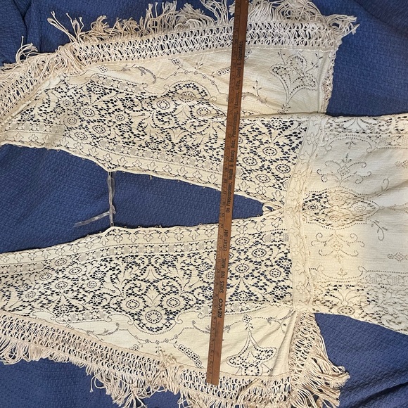 Boho Unique Antique Vintage Classic Cotton Ivory Lace Wedding dress size 4 - Picture 13 of 14